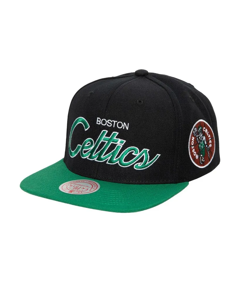 Men's Mitchell & Ness Black Boston Celtics Hardwood Classics Mvp Team Script 2.0 Snapback Hat