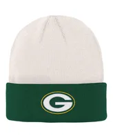 Big Boys and Girls Cream, Green Green Bay Packers Bone Cuffed Knit Hat