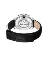 Timberland Men's Quartz Carrigan Black Genuine Leather Strap Watch, 44mm