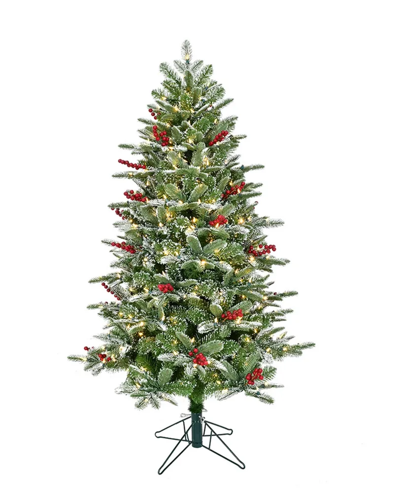 Kurt Adler 5' Instant Connect Pre-Lit Dual-Color Led Flocked Breckenridge Tree