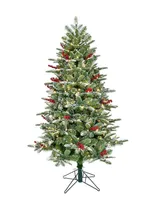 Kurt Adler 5' Instant Connect Pre-Lit Dual-Color Led Flocked Breckenridge Tree