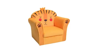 Kids Armrest Lion Upholstered Sofa Chair