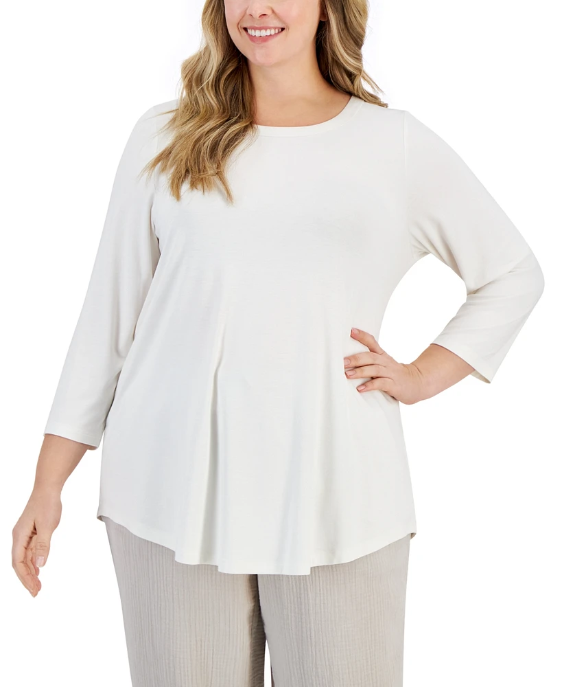 Jm Collection Plus Satin-Trim Top, Created for Macy's