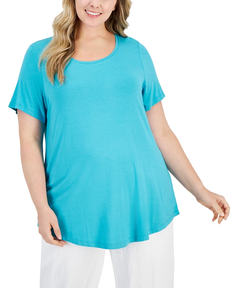 Jm Collection Plus Short-Sleeve Top, Created for Macy's