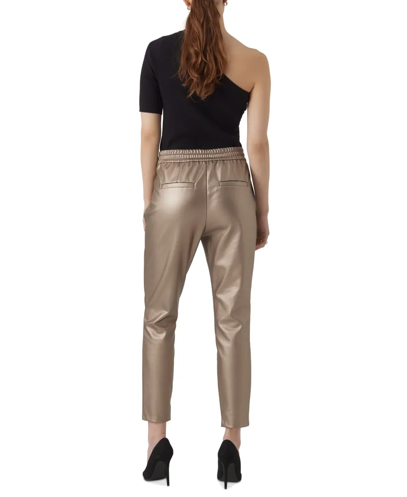 Vero Moda Women's Faux-Leather Pull-On Pants
