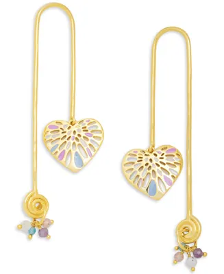 Nectar Nectar New York 18k Gold-Plated Mixed Gemstone Heart Earrings