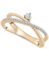 Wrapped Diamond Crossover Ring (1/6 ct. t.w.) in 10k Gold, Created for Macy's