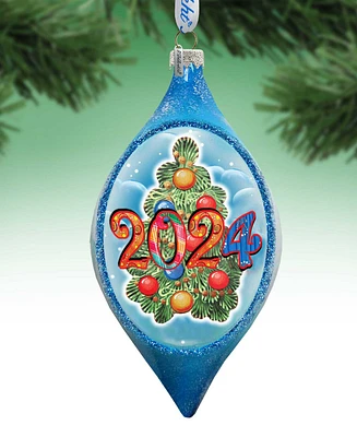 Designocracy 2024 Dated Christmas Tree Drop Mercury Glass Christmas Ornaments G. DeBrekht