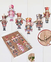 Designocracy Nutcrackers Christmas Wooden Clip-On Ornaments Set of 6 G. DeBrekht