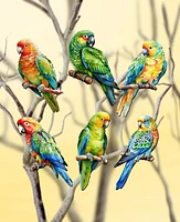 Designocracy Holiday Wooden Clip-On Ornaments Parrots Set of 6 G. DeBrekht