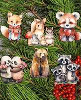 Designocracy Forest Animals Christmas Wooden Clip-On Ornaments Set of 6 G. DeBrekht