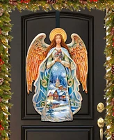 Designocracy Guardian Angel Christmas Door Hanger Wooden Door Decor G. DeBrekht