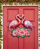 Designocracy Holiday Wall Decor Door Decor Flamingos in Love Wooden G. DeBrekht