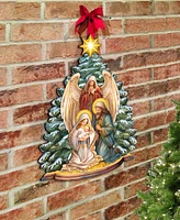 Designocracy Holy Family Nativity Christmas Wooden Door Decor Wall Decor G. DeBrekht