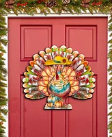 Designocracy Holiday Door Decor Wooden Door Hanger Autumn Turkey G. DeBrekht