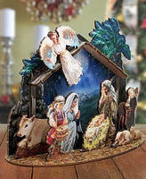 Designocracy Nativity with Angel Village 12" Christmas Nativity Mantel Decor G. DeBrekht