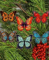 Designocracy Holiday Wooden Clip-On Ornaments Butterfly Set of 6 G. DeBrekht