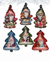 Designocracy Christmas Gnomes Christmas Wood Clip-On Ornaments Set of 6 J. Mills-Price