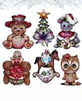 Designocracy Spirit of Christmas Wood Clip-On Ornaments Set of 6 J. Mills-Price