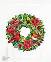 Designocracy Cardinal Garland Wreath Christmas Door Hanger Wooden Door Decor G. DeBrekht