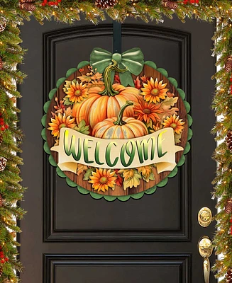 Designocracy Holiday Welcome Sign Wooden Door Decor Hanging Decoration Welcome G. DeBrekht