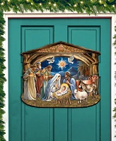 Designocracy The Birth of Jesus Nativity Scene Christmas Wooden Door Hanger Door Decor G. DeBrekht