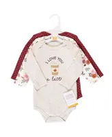 Hudson Baby Baby Girls Cotton Long-Sleeve Bodysuits 3pk, Pumpkin Spice
