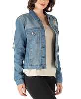 24seven Comfort Apparel Women's Timeless Denim Jacket