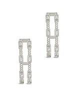 Sterling Forever Cubic Zirconia Neah Hoop Earrings