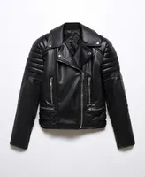 Mango Women's Leather-Effect Biker Jacket