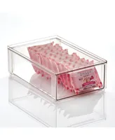 mDesign Plastic Stackable Kitchen Storage Organizer, Front Pull Drawer - Clear