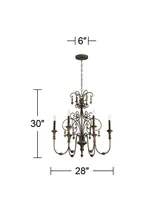 Bronze Beige Chandelier Lighting 28" Wide Rustic French Scrolled Tiers Frame 6