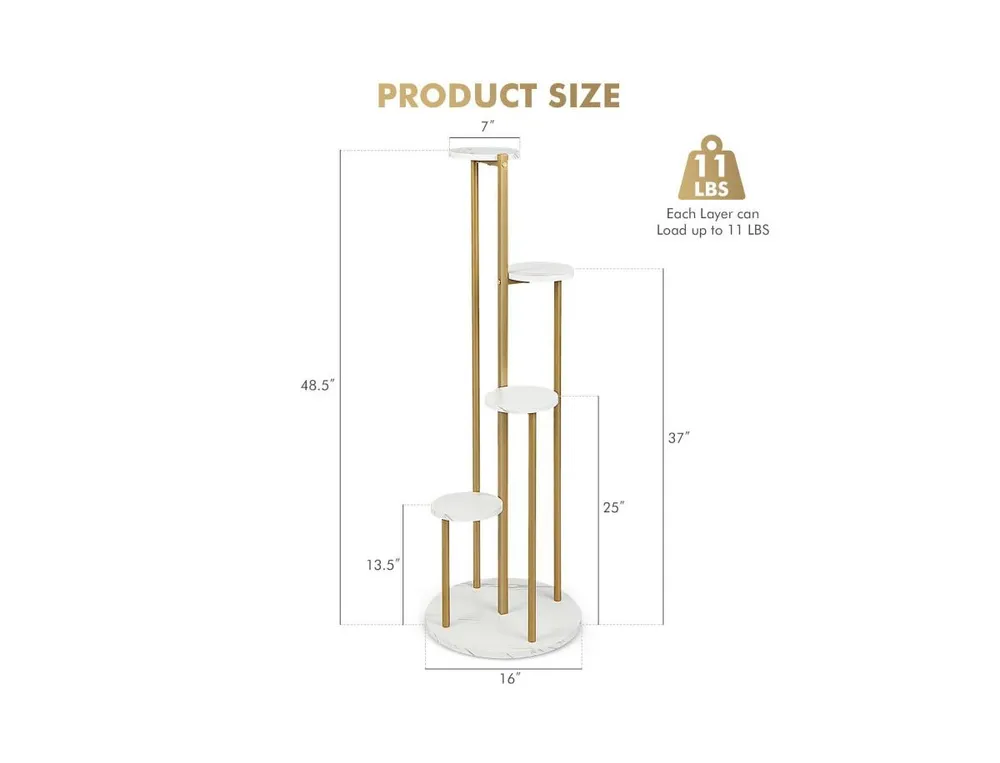 4-Tier 48.5 Inch Metal Plant Stand-White