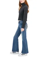 Dollhouse Juniors' High-Rise Bootcut Embellished-Pocket Jeans