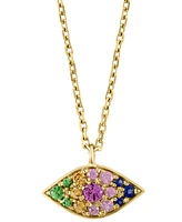 Effy Multi-Gemstone Evil Eye 18" Pendant Necklace (1/3 ct. t.w.) in 14k Gold-Plated Sterling Silver