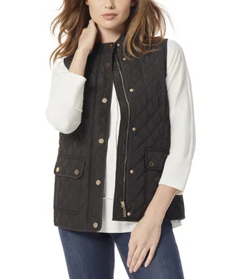 Jones New York Women's Quilted Patch Pocket Vest Jacket