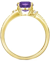 Amethyst (1-1/2 ct. t.w.) & Lab-Grown White Sapphire (1/8 Swirl Ring 14k Gold-Plated Sterling Silver (Also Additional Gemstones)