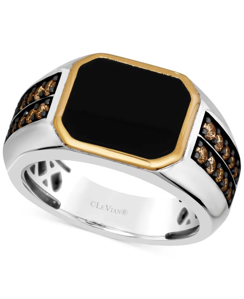 Le Vian Chocolatier Men's Onyx & Chocolate Diamond (1/2 ct. t.w.) in Sterling Silver & 14k Gold