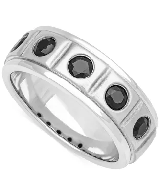 Men's Black Sapphire Textured Band (1-1/3 ct. t.w.) Sterling Silver
