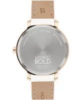 Movado Women's Bold Evolution 2.0 Swiss Quartz Off White Leather Watch 34mm