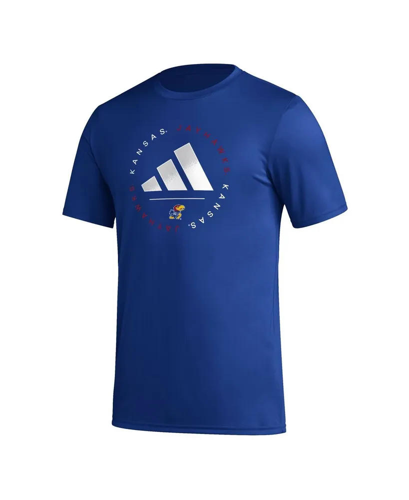 Men's adidas Royal Kansas Jayhawks Stripe Up Aeroready Pregame T-shirt