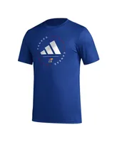 Men's adidas Royal Kansas Jayhawks Stripe Up Aeroready Pregame T-shirt