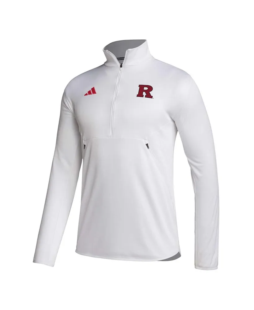 Men's adidas White Rutgers Scarlet Knights 2023 Sideline Aeroready Half-Zip Top