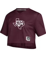 Women's adidas Maroon Texas A&M Aggies V-Neck Cropped Jersey