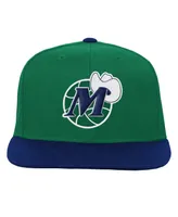 Big Boys and Girls Mitchell & Ness Navy, Green Dallas Mavericks Two-Tone Snapback Hat