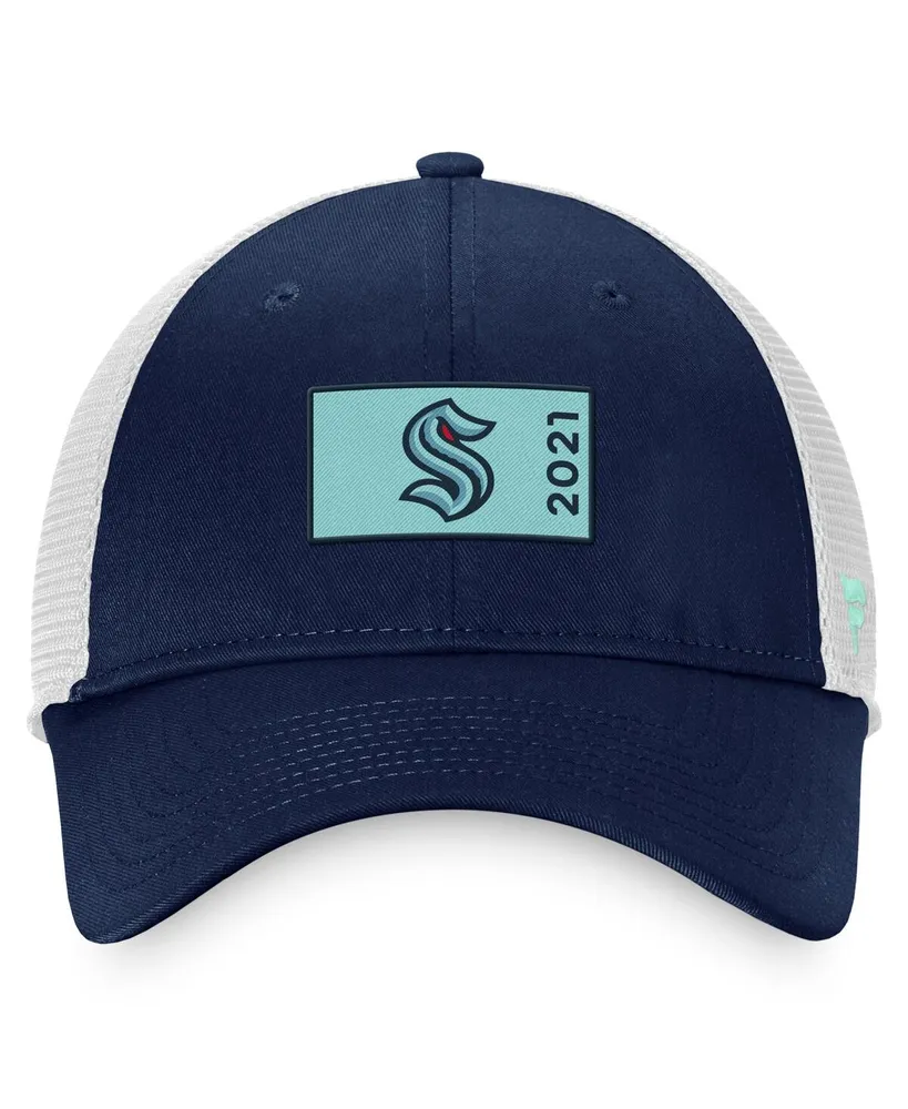 Men's Fanatics Deep Sea Blue, White Seattle Kraken Authentic Pro Rink Trucker Snapback Hat