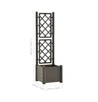 vidaXL Garden Planter with Trellis 16.9"x16.9"x55.9" Pp Anthracite