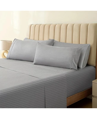 6PC Striped Silky Soft Cooling Deep Pocket Performance Sheet Set 