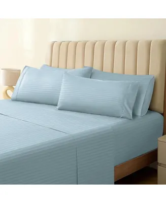 4PC Striped Silky Soft Cooling Deep Pocket Performance Sheet Set 