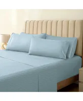 4PC Striped Silky Soft Cooling Deep Pocket Performance Sheet Set 
